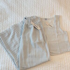 Workshop Blue and White Striped Set